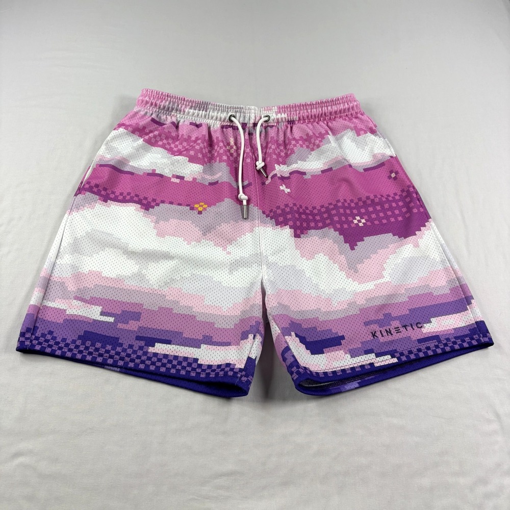 Kinetic Kings Shorts Mens 2XL Gradient Sky Pink AOP Graphic Athletic Gym Mesh